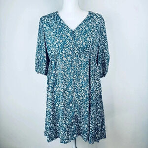 Louise Lane Boutique Women’s Blue Midi Babydoll Floral Dress